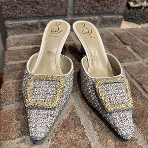 Sam Edelman Brit Ivory Multi Boucle Heels Women's Size 8 M Slip On